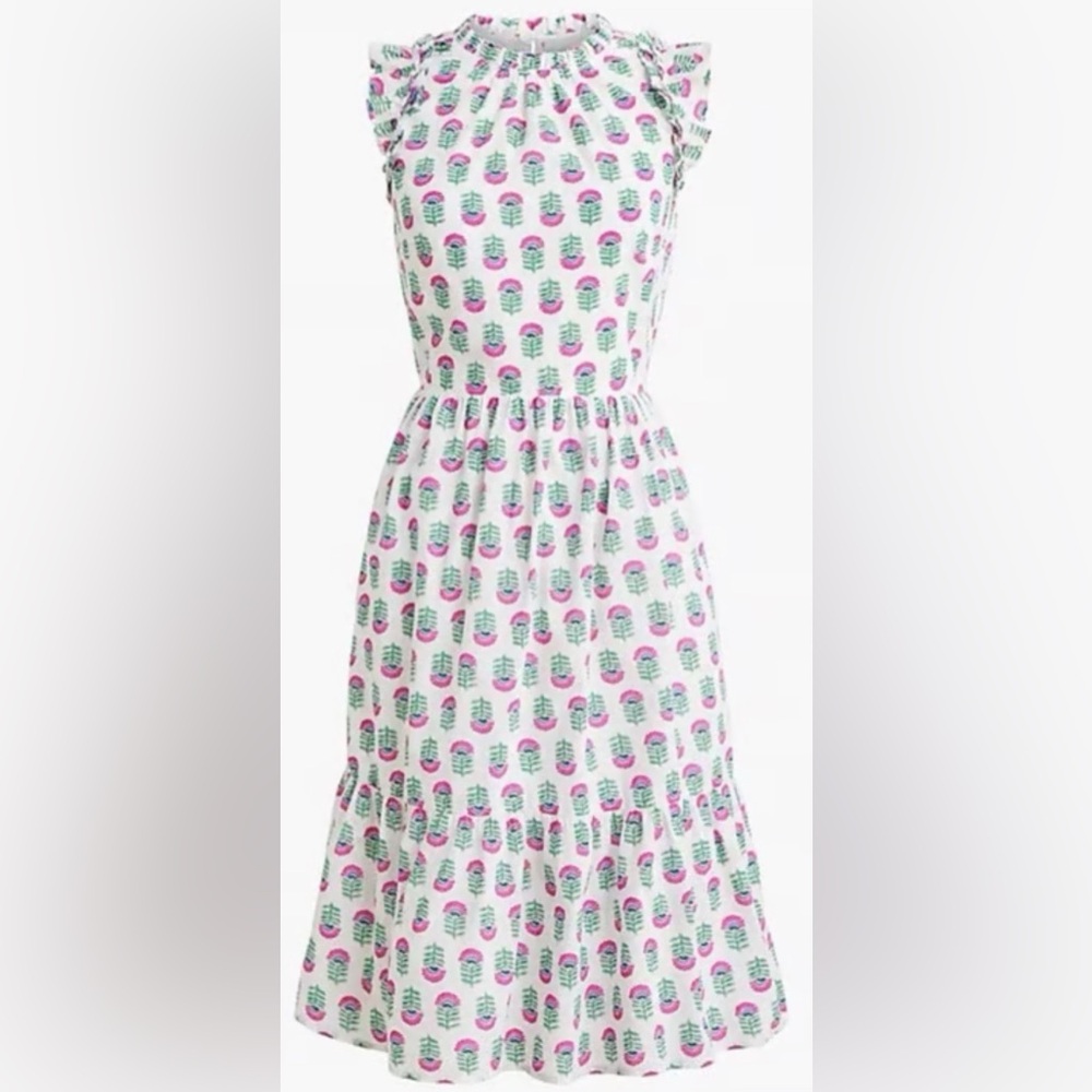 J.Crew Factory White Floral Ruffle Sleeve Dress Size 4